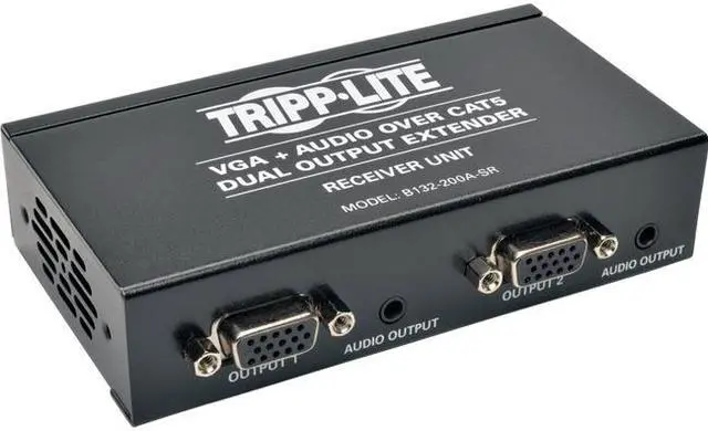 Alt view image 2 of 6 - Tripp Lite B132-200A-SR Dual VGA with Audio over Cat5/Cat6 Extender, Box-Style Receiver, 1440x900 at 60Hz, Up to 300-ft.