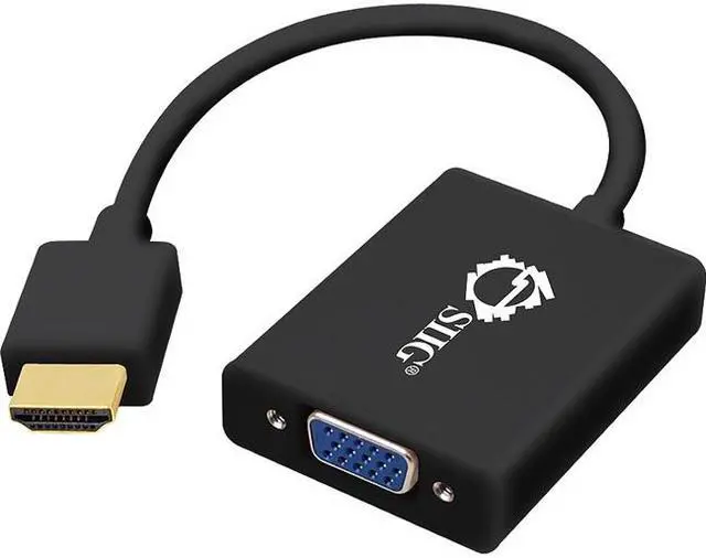 Main image of SIIG CE-H22311-S1 SIIG Aluminum HDMI to VGA Adapter Converter with Audio - HDMI/VGA/Mini-phone for Audio/Video Device, Speaker, A/V Receiver - 1 Pack - 1 x HDMI Male Digital Audio/Video - 1 x HD-15