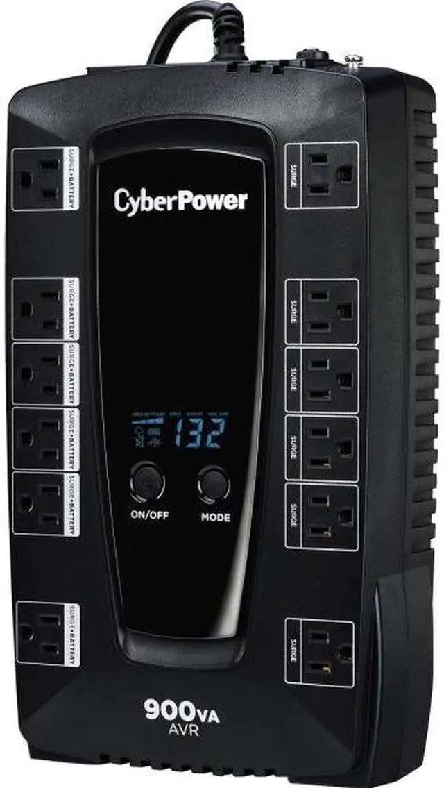 Alt view image 5 of 5 - CyberPower AVRG900LCD Intelligent LCD UPS Systems - 900VA/480W, 120 VAC, NEMA 5-15P, Compact, 12 Outlets, LCD, PowerPanel