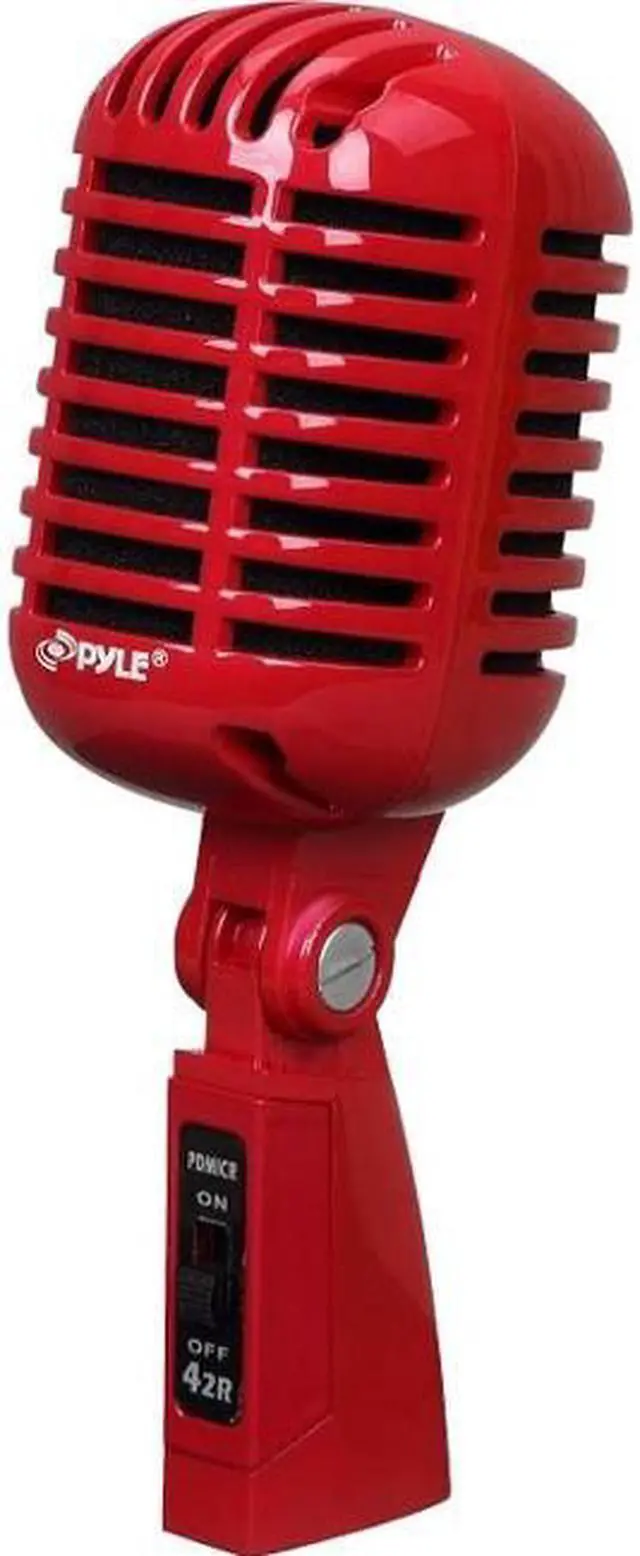 Alt view image 2 of 4 - Pyle Pro PDMICR42R Classic Retro Vintage-Style Dynamic Vocal Microphone (Red)