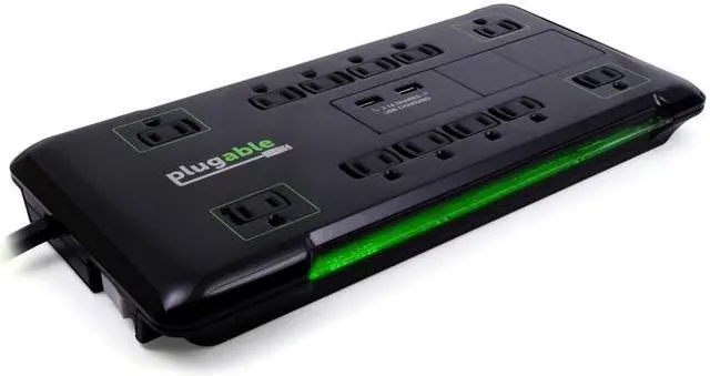 Alt view image 8 of 19 - Plugable Surge Protector Power Strip - 12-Outlet, 2-Port USB, 6ft (1.8m)