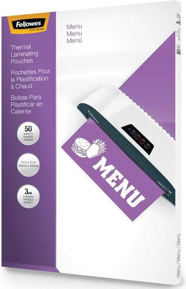 Alt view image 8 of 11 - Fellowes Thermal Pouches Menu 50/Pack (52013) 814588