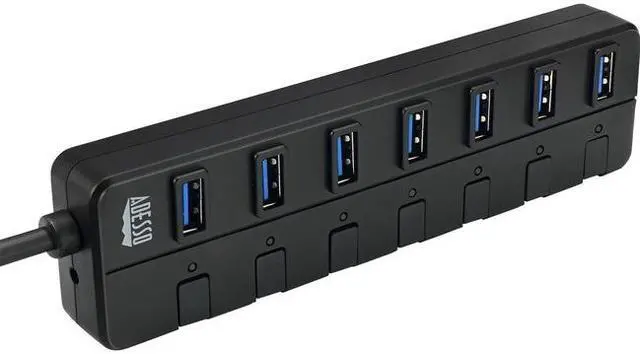 Alt view image 8 of 20 - Adesso AUH-3070P 7-Port USB 3.0 Hub with Individual Power Switch & Power Adapter