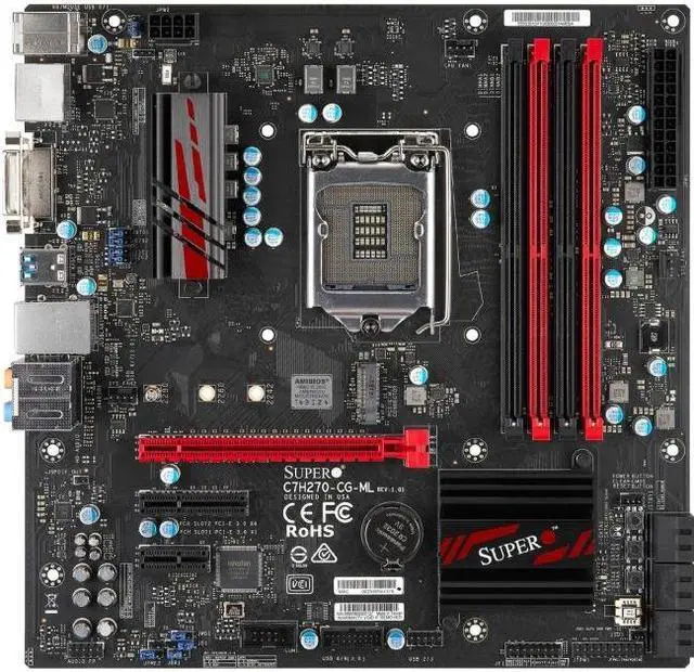 Alt view image 2 of 4 - Supermicro C7H270-CG-ML Desktop Motherboard - Intel H270 Chipset - Socket H4 LGA-1151 - 1 x Retail Pack