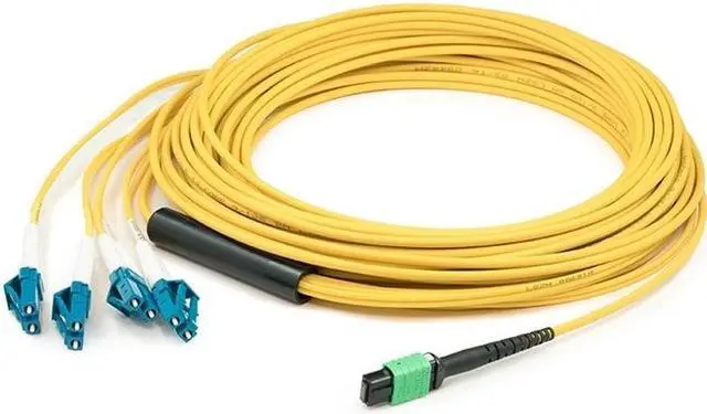 Alt view image 4 of 6 - AddOn ADD-MPO-4LC3M9SMF 9.84 ft. Yellow MPO to 4xLC Duplex Fanout SMF Yellow Patch Cable
