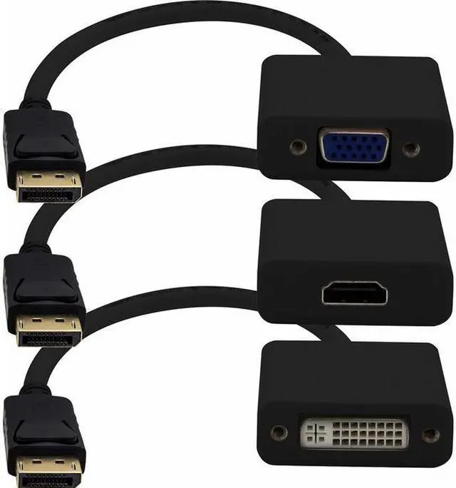 Alt view image 7 of 10 - 3PK DisplayPort 1.2 Male to DVI, HDMI, VGA Female Black Adapters Which Comes in a Bundle For Up to