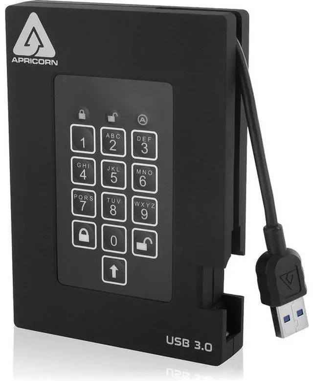 Alt view image 2 of 14 - Apricorn Aegis Padlock Fortress 2 Tb Portable Hard Drive - 2.5" External - Black