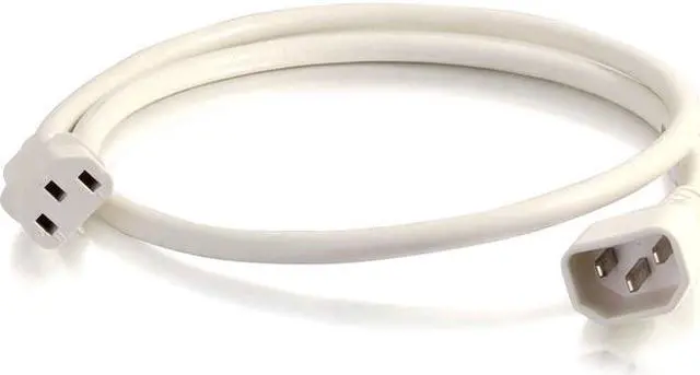 Alt view image 3 of 4 - C2G 17515 18 AWG Power Cord - C14 to C13, White (8 Feet, 2.43 Meters)