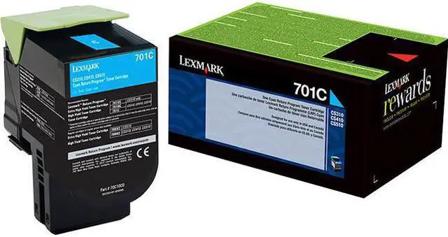 Alt view image 4 of 14 - Lexmark (701C) Cyan Return Program Toner Cartridge (1 000 Yield) 70C10C0