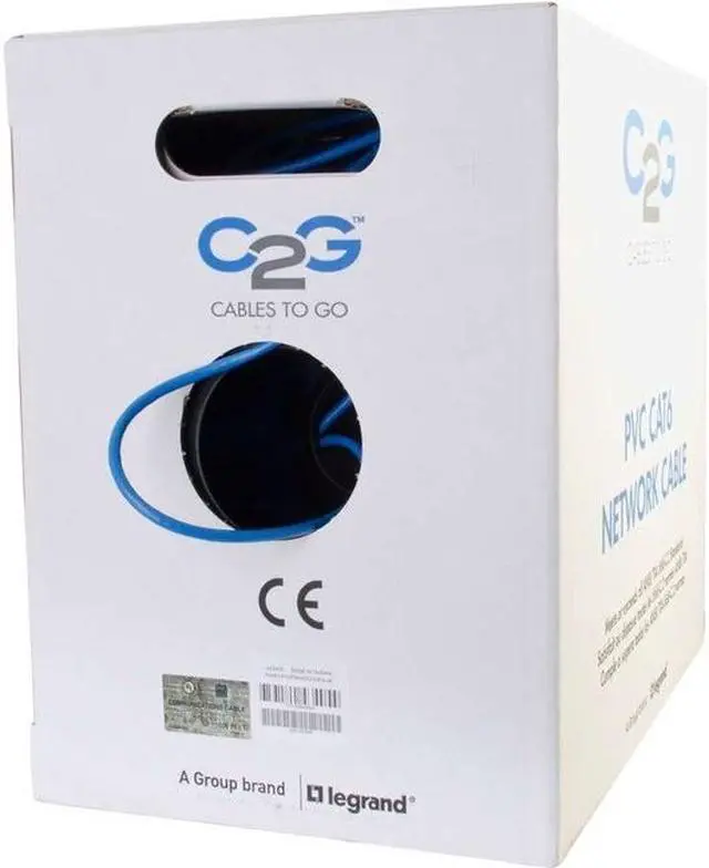 Alt view image 11 of 18 - C2G 43405 Cat6 Bulk Cable - Unshielded Ethernet Network Cable with Stranded Conductors, In-Wall CM-Rated, TAA Compliant, Blue (1000 Feet, 304.8 Meters)