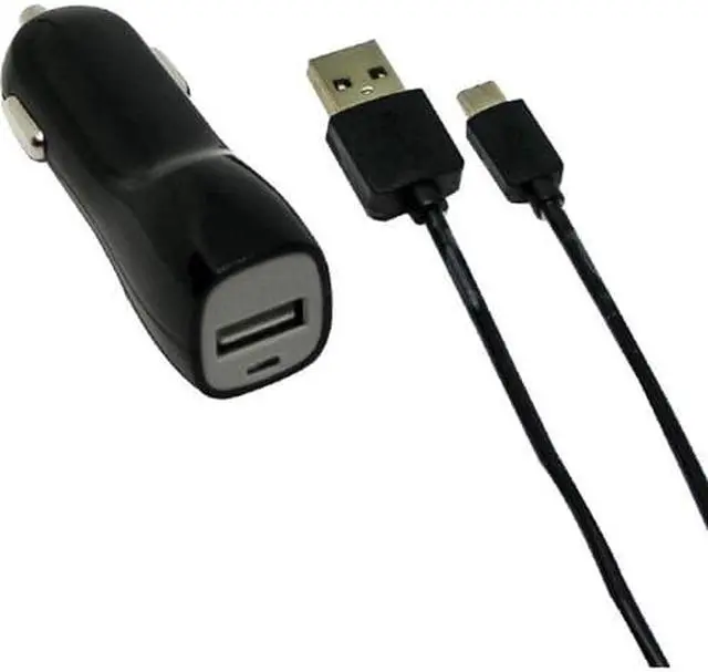 Alt view image 2 of 7 - VisionTek Products 2 Amp Car Charger with 3.2' Micro USB Cable for micro usb devices - Black