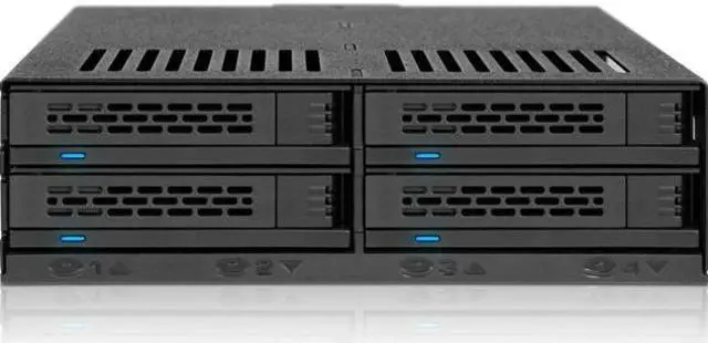 Alt view image 4 of 5 - ICY DOCK MB324SP-B ExpressCage Drive Enclosure 4 Bay 2.5" SAS/SATA HDD & SSD Hot Swap Cage for External 5.25" Bay - Comparable to Tray-Less Design