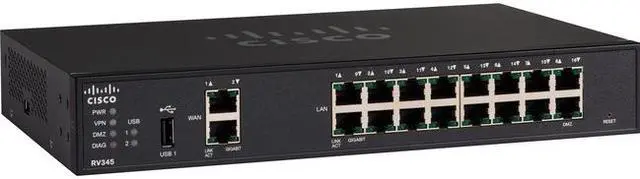 Main image of Cisco RV345 Router - 18 Ports - Management Port - SlotsGigabit Ethernet - Rack-mountable