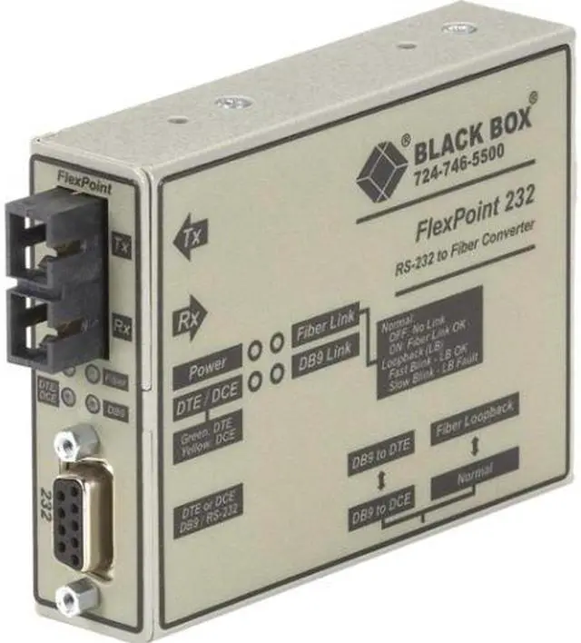 Alt view image 3 of 4 - Black Box FlexPoint RS-232 to Fiber Converter, 850-nm Multimode, 2.5 km, SC