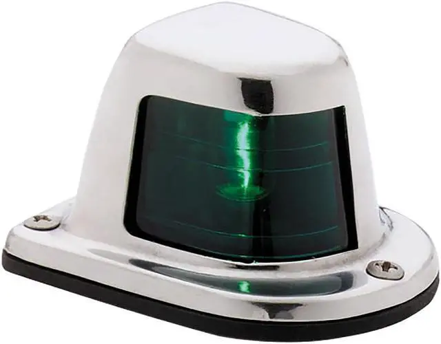 Alt view image 4 of 10 - Attwood 1-Mile Deck Mount, Green Sidelight - 12V - Stainless Steel Housing