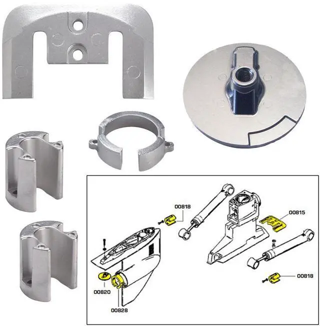 Alt view image 6 of 6 - TECNOSEAL ANODE KIT MERC BRAVO 1 W/ HARDWARE ALUMINUM 20803AL