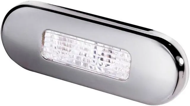 Alt view image 4 of 4 - Hella Marine Surface Mount Oblong LED Courtesy Lamp - White LED - Stainless Steel Bezel
