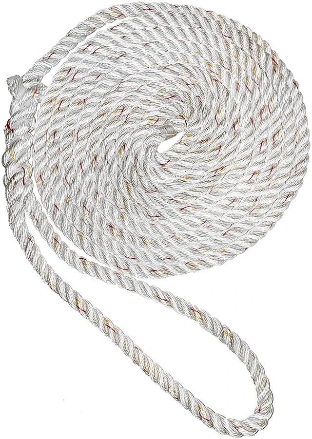 Alt view image 3 of 10 - New England Ropes 3/8" X 15' Premium Nylon 3 Strand Dock Line - White w/Tracer