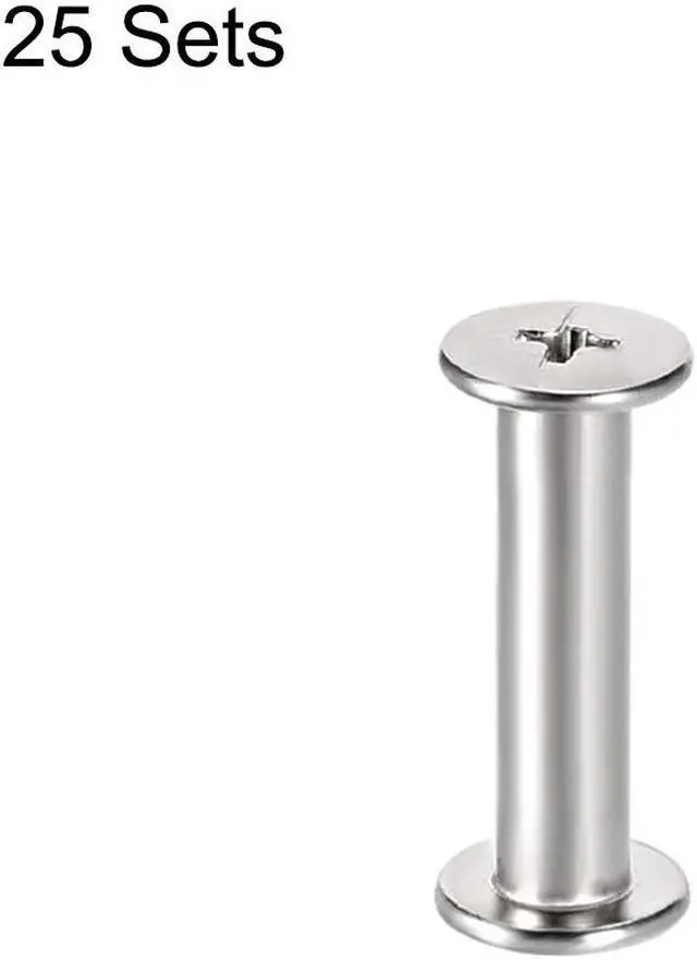 Alt view image 4 of 4 - M4x18mm Round Cross Head Screw Post Binding Leather Fastener, Nickel Plated, 25 Sets