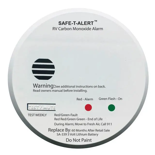 Alt view image 3 of 3 - Safe-T-Alert SA-339 White RV Battery Powered CO2 Detector
