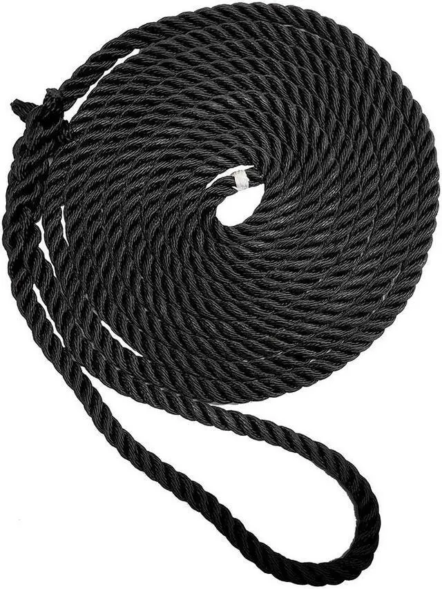 Alt view image 7 of 8 - New England Ropes 1/2" X 35' Premium Nylon 3 Strand Dock Line - Black