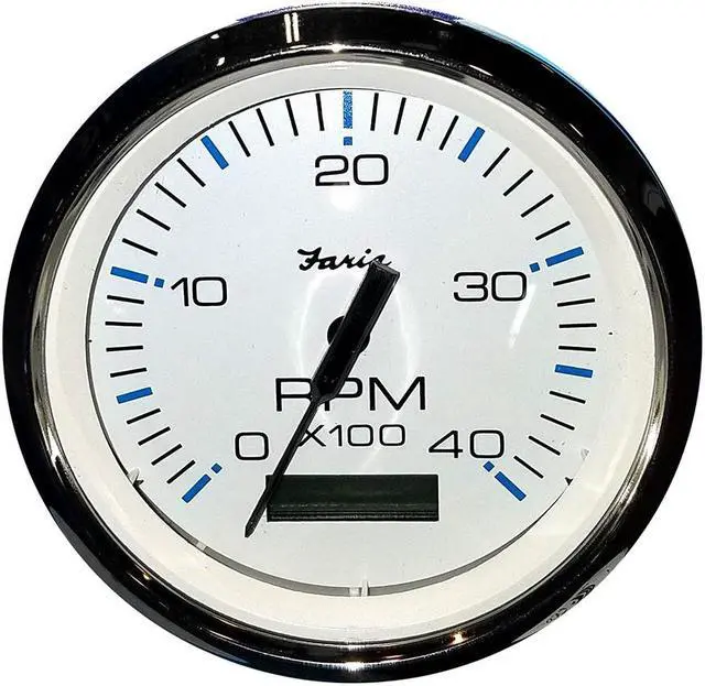 Alt view image 7 of 7 - Faria 4" Tachometer w/Hourmeter (4000 RPM) (Diesel) Mech. Takeoff & Var. Ratio Alt