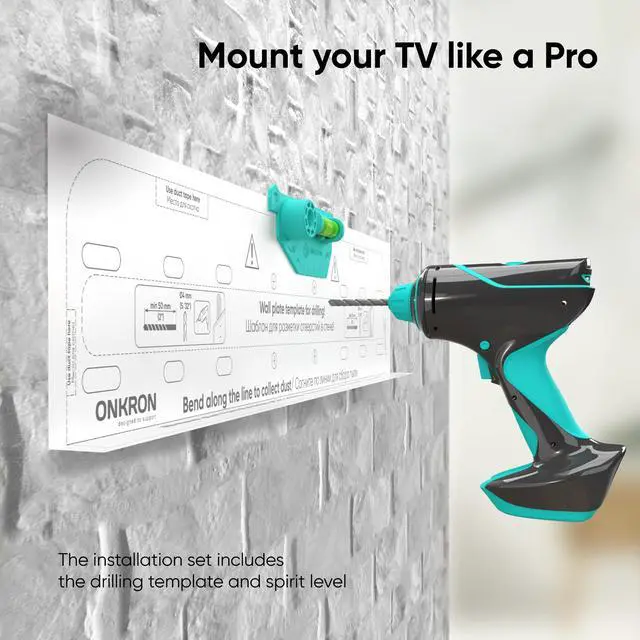 Alt view image 5 of 7 - ONKRON TV Wall Mount -Universal TV Mount for Most 35-65 Inch LED LCD Flat and Curved
Screen TVs up to 123 lbs, Low Profile Mounting, Wall Mount TV Bracket, Max VESA 400x400mm, 16 Inch Studs, Black