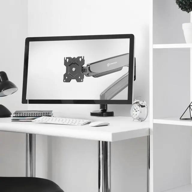 Alt view image 2 of 7 - ONKRON Monitor Arm - Full Motion Desk Mount for 13 - 32 Inch Flat or Curved Screens up to 17.6 lbs - Single Monitor Arm - Adjustable Gas Spring Monitor Arm, VESA 75x75 100x100, Black