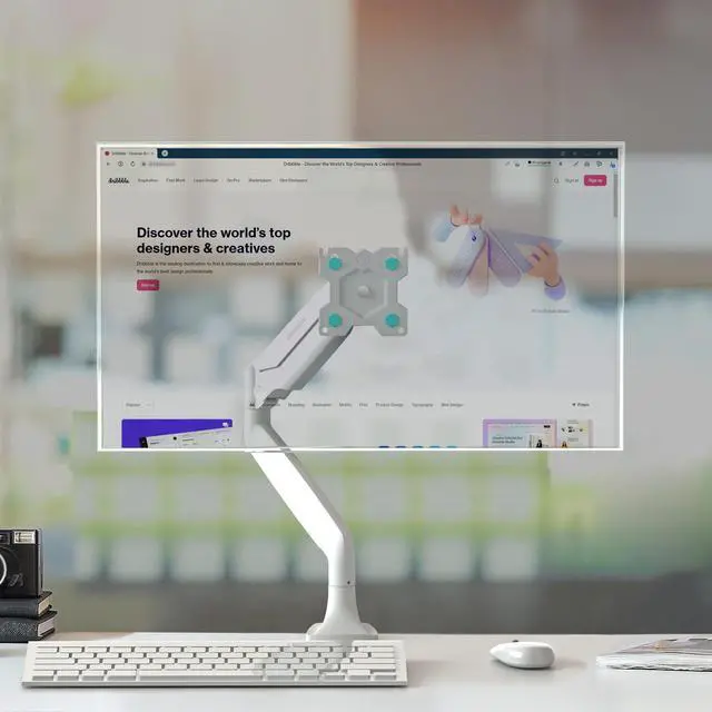 Alt view image 3 of 7 - ONKRON Monitor Arm-Full Motion Desk Mount for 13-32 Inch Flat or Curved Screens up to 19.8 lbs- Single Monitor Desk Mount-Adjustable Gas Spring Monitor Arm, VESA 75x75,100x100, White