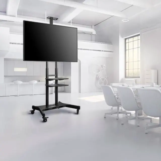 Alt view image 7 of 7 - ONKRON Mobile TV Stand with Wheels Rolling TV Stand for 50-83 Inch LED LCD Flat or Curved Screen TVs up to 200 lbs - Height Adjustable TV Cart with Shelves - max VESA 800x500 mm (TS1881) Black
