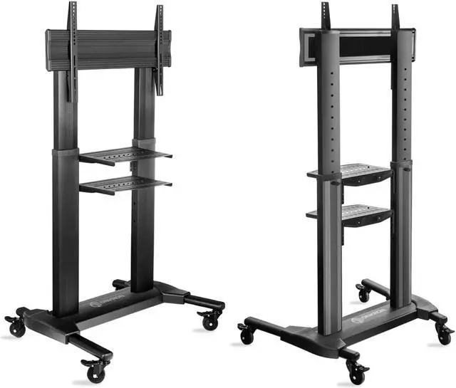 Alt view image 4 of 8 - ONKRON Mobile TV Stand with Wheels Rolling TV Stand for 40-80 Inch LED LCD Flat or Curved Screen TVs up to 122 lbs - Height Adjustable TV Cart with Shelves - Portable TV Stand (TS2771) Black
