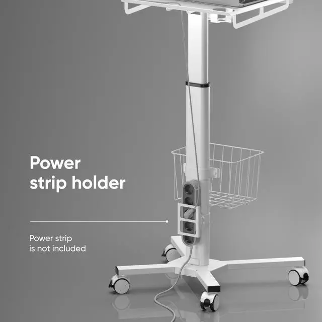 Alt view image 6 of 7 - ONKRON Rolling Laptop Stand - Computer Cart With Wheels - Standing Desk On Wheels - Foot Pedal Pneumatic Height Adjustable Table On Wheels - Utility Medical Cart - Desk Load up to 17.6 Lbs, White