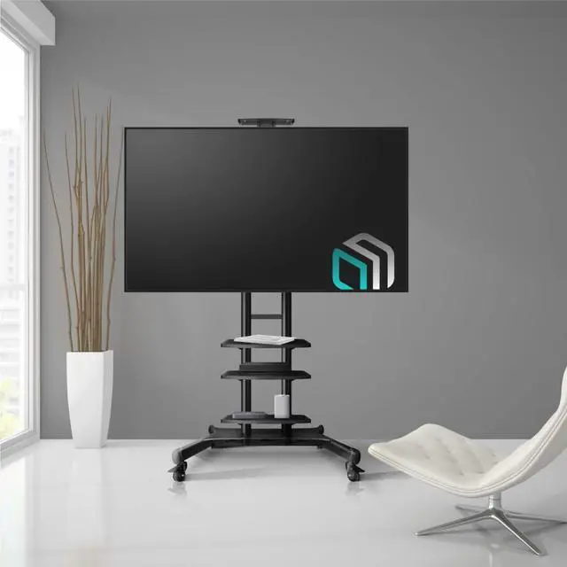 Alt view image 7 of 7 - ONKRON Equipment Tray for Mobile TV Stand TV Cart TS1881 Height Adjustable Shelf Black -APT1881