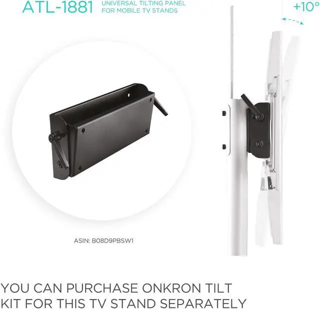 Alt view image 2 of 5 - ONKRON Tilting Adapter Panel for Mobile TV Stand Rolling TV Carts up to 10 Degrees ATL1881 Black