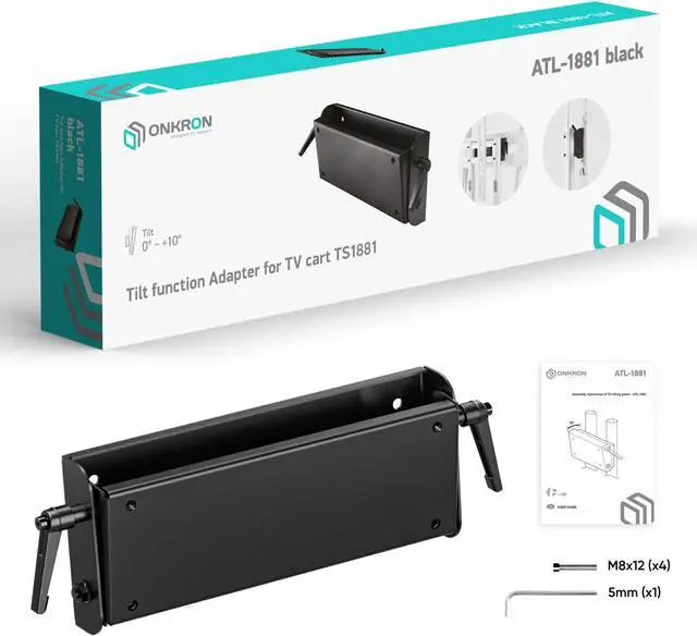 Alt view image 5 of 5 - ONKRON Tilting Adapter Panel for Mobile TV Stand Rolling TV Carts up to 10 Degrees ATL1881 Black