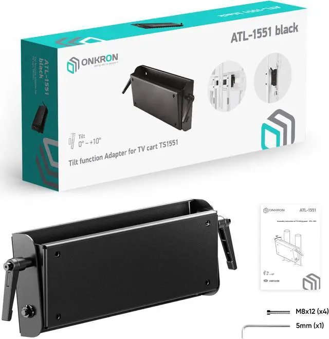 Alt view image 5 of 5 - ONKRON Tilting Adapter Panel for Mobile TV Stand Rolling TV Carts up to 10 Degrees ATL1551 Black