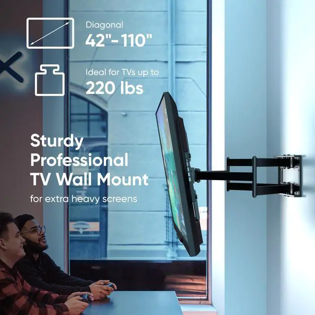 Alt view image 2 of 7 - ONKRON TV Wall Mount for 42-110 Inch Flat and Curved Screen TVs up to 220 lbs Swivel and Tilt Full Motion TV Moun-Articulating TV Mount (40" Extension)