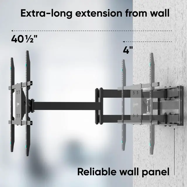Alt view image 5 of 7 - ONKRON TV Wall Mount for 42-110 Inch Flat and Curved Screen TVs up to 220 lbs Swivel and Tilt Full Motion TV Moun-Articulating TV Mount (40" Extension)