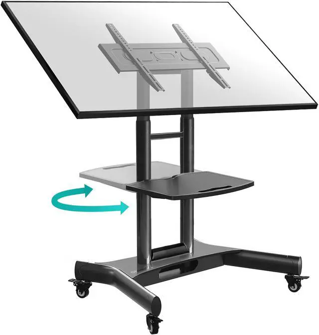 Alt view image 7 of 7 - ONKRON Mobile TV Stand Rolling TV Cart with Tilt & 1 Shelf for 32" 70 inch LCD LED OLED Flat Panel Plasma Screens up to 99 lbs TS1350 Black