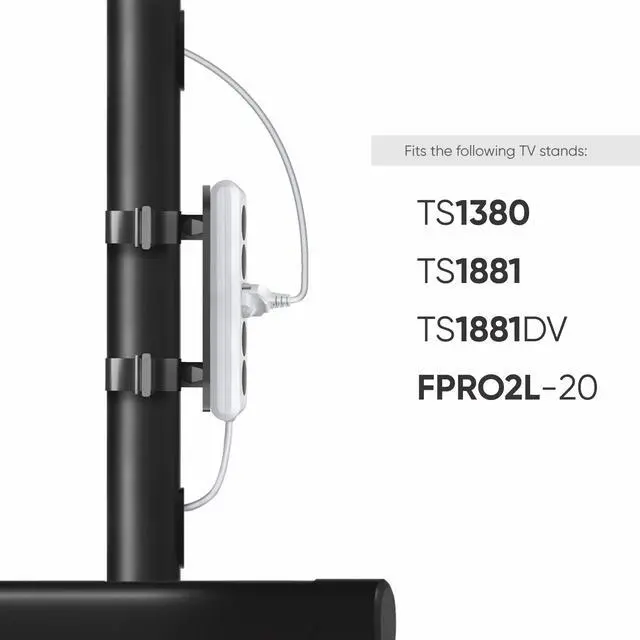 Alt view image 2 of 7 - ONKRON Power Strip Surge Protector Mounting Bracket for TS1881 TV Stand Column Diameter 50 mm (APS1881) Black