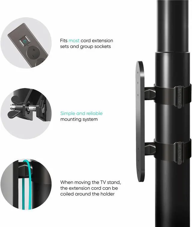 Alt view image 5 of 7 - ONKRON Power Strip Surge Protector Mounting Bracket for TS1881 TV Stand Column Diameter 50 mm (APS1881) Black