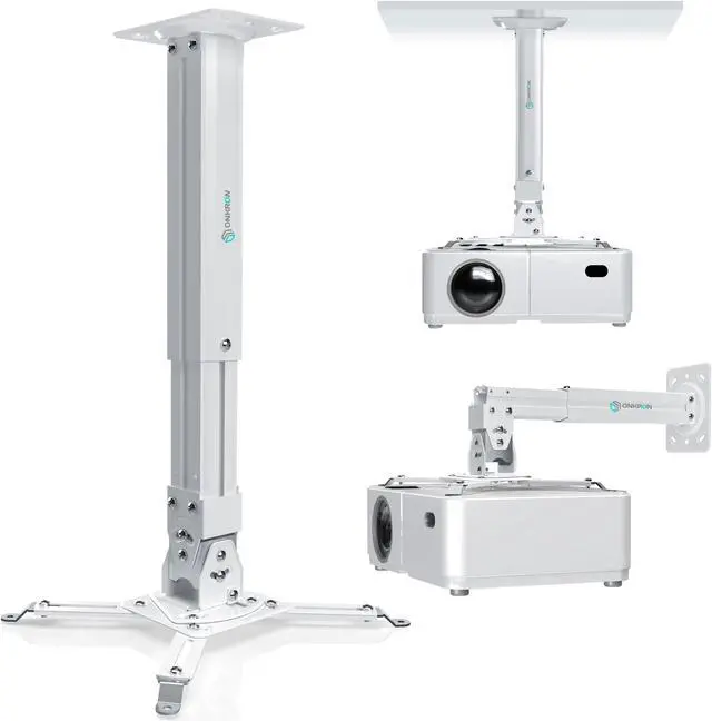 Alt view image 2 of 7 - ONKRON Universal Ceiling Projector Mount Height Adjustable Mounting Bracket up to 22 LBS White K5A