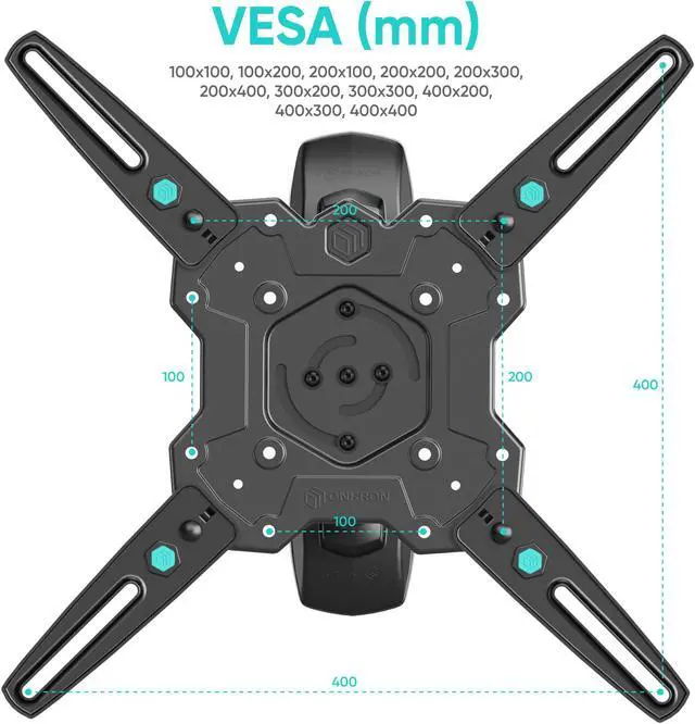 Alt view image 6 of 7 - ONKRON Wall Mount TV Bracket , 32 - 65 Inch TV Mount for TVs up to 90.4 lbs, VESA 100x100 - VESA 400x400 Wall Mount, Tilt & Swivel TV Wall Mount / Corner TV Wall Mount , Universal TV Mount , M4R Black