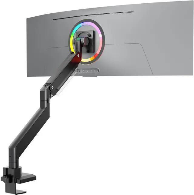 Main image of ONKRON Heavy Duty Monitor Arm for 17 - 57 Inch Screen up to 59.4 lbs, Ultrawide Monitor Mount with Gas Spring, VESA 75x75 - 200x200, Single Arm Screen Mount for Desk Swivel, Tilt, Rotation Black