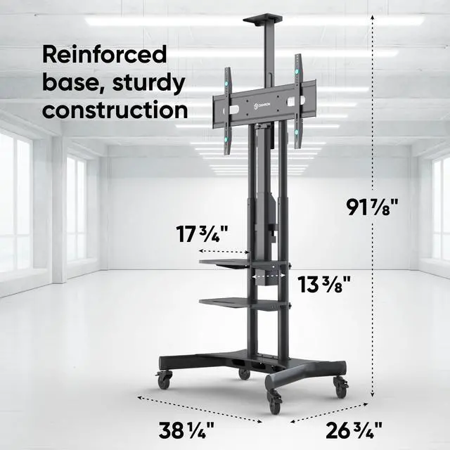 Alt view image 4 of 7 - ONKRON Motorized TV Stand with Wheels for 50 - 86 Inch TVs up to 200 lbs, TV Portable Stand Adjustable Height with Remote Control, Motorized Lift max VESA 800x500 Mobile TV Cart Rolling TV Stand Black