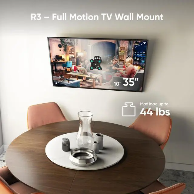 Alt view image 2 of 7 - ONKRON Small TV Wall Mount for 10 - 35 Inch Screen up to 44 lbs, 360° Rotating TV Mount Low Profile with Swivel and Tilt VESA 75x75 & 100x100, Full Motion Wall Mount Monitor Bracket Black