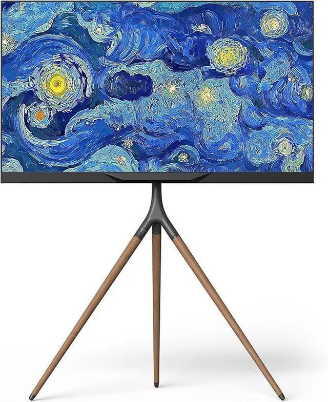 Main image of ONKRON Easel TV Stand for 32 - 65 Inch Screen up to 77 lbs, Height Adjustable TV Stand Swivel 360°, max VESA 400x400 Wooden TV Tripod Stand Floor Standing / Universal Floor Television Stand Black