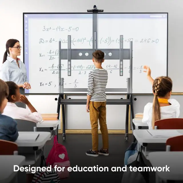 Alt view image 2 of 7 - ONKRON Portable TV Stand with Wheels - Mobile TV Cart for 60-120" TVs up to 331 lbs, TV Cart Rolling TV Stand Height Adjustable, TV Stand Rolling TV Mount with 2 Shelves, Heavy Duty Stand Black