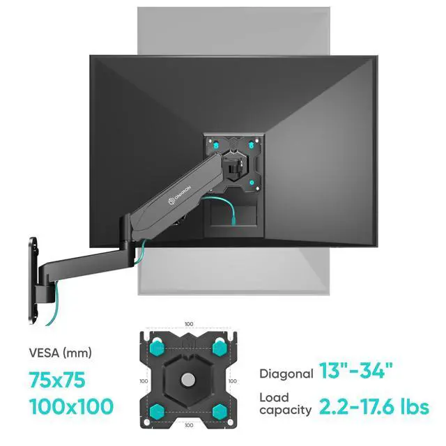 Alt view image 6 of 7 - ONKRON TV Monitor Wall Mount Bracket for 13  32-Inch Screens Full Motion with Gas Spring Black G150