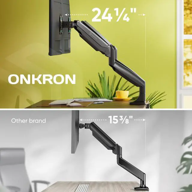 Alt view image 5 of 7 - ONKRON Dual Monitor Arm for 13-32 inch Flat/Curved Screens up to 19.8 lbs Each - Adjustable Monitor Mounts for 2 Monitors, Gas Spring Dual Computer Monitor Stand for Desk, VESA 75x75 100x100, Black